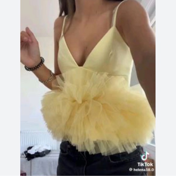 Yellow Ruffled Women's Top - Picture 2 of 4